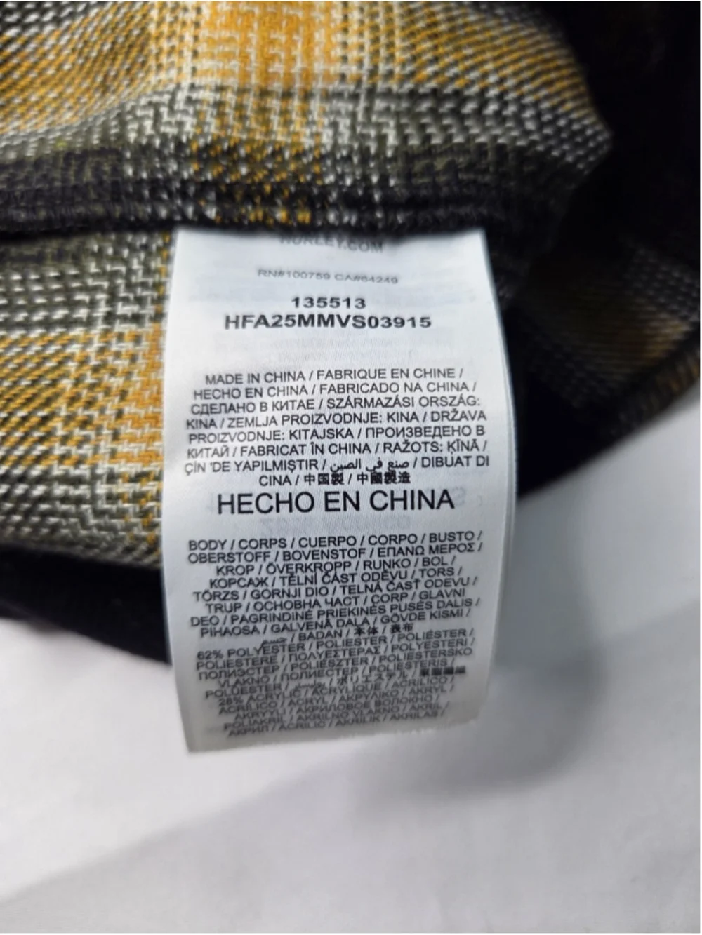 Hurley Portland Heavyweight Flannel Men’s Large Black Yellow Plaid New NWT #1790